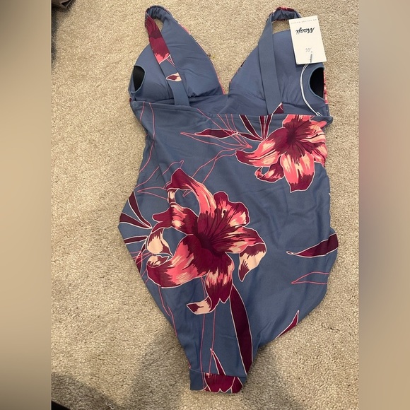 MAAJI women’s one piece lavender tropical floral swimsuit swimwear Large NWT - Picture 2 of 2